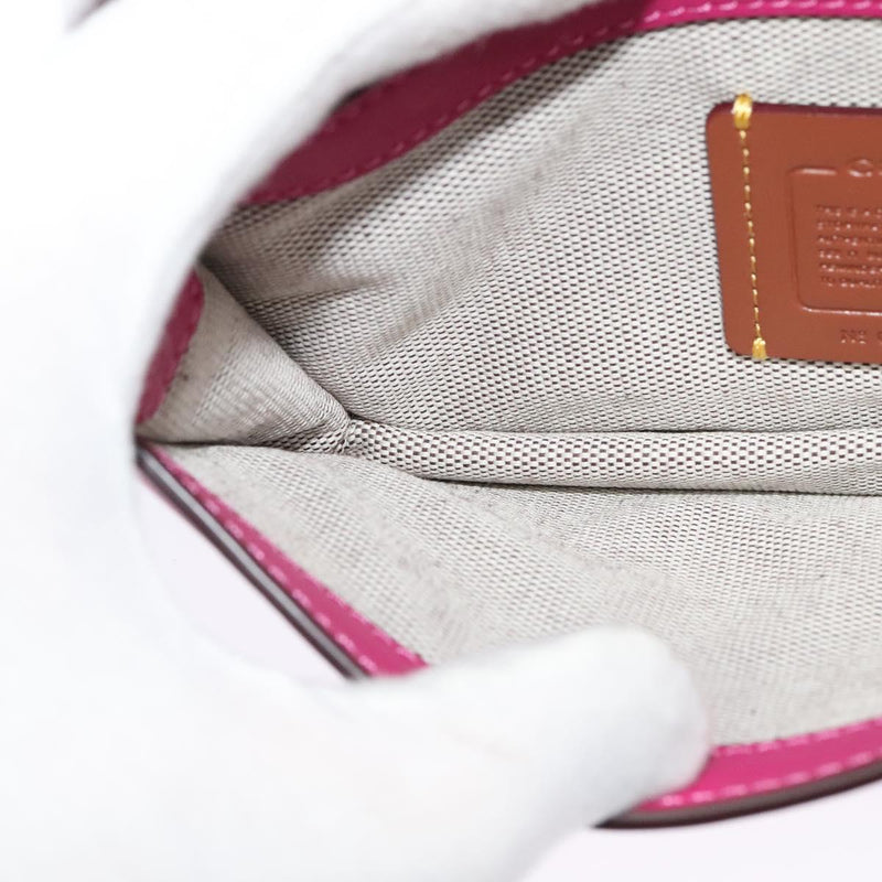 Coach Chain Shoulder Bag Leather Pink Gold Auth 121506