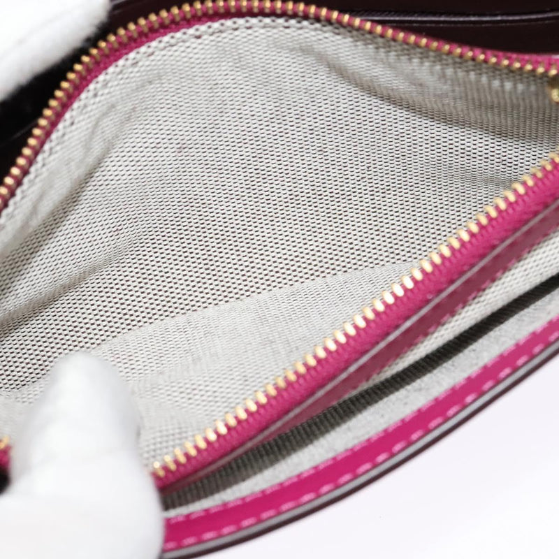 Coach Chain Shoulder Bag Leather Pink Gold Auth 121506