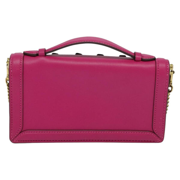 Coach Chain Shoulder Bag Leather Pink Gold Auth 121506