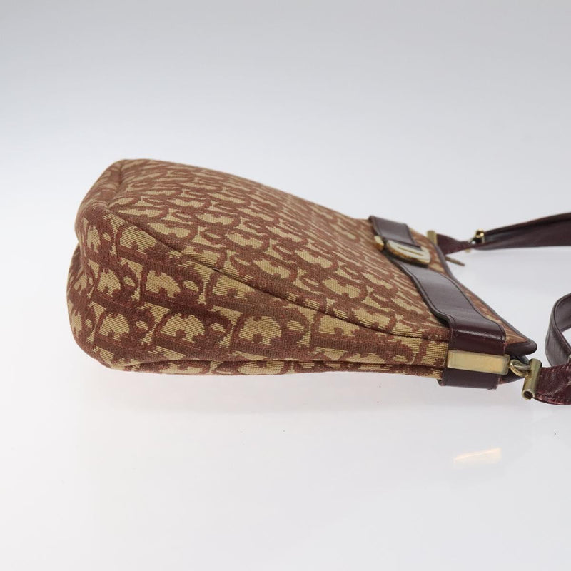Christian Dior Trotter Canvas Shoulder Bag Red Gold Auth 121548