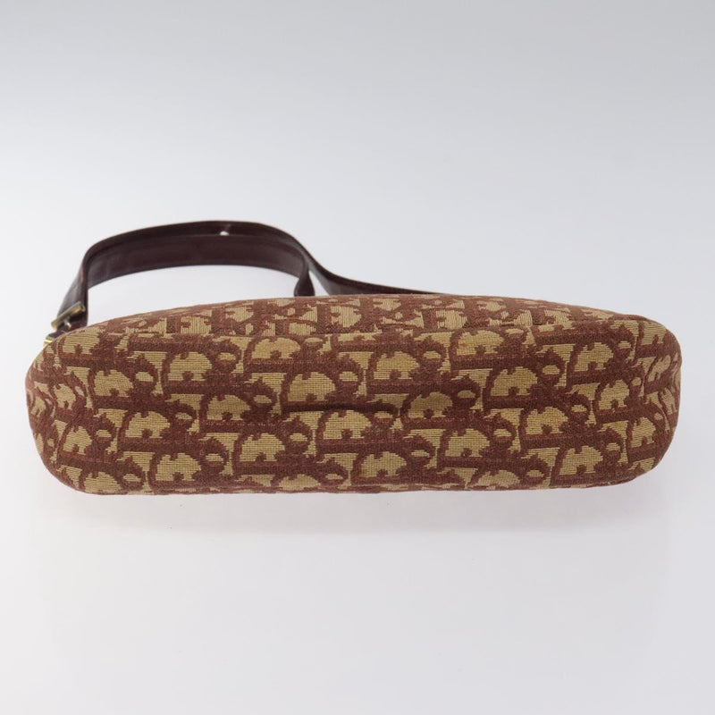 Christian Dior Trotter Canvas Shoulder Bag Red Gold Auth 121548