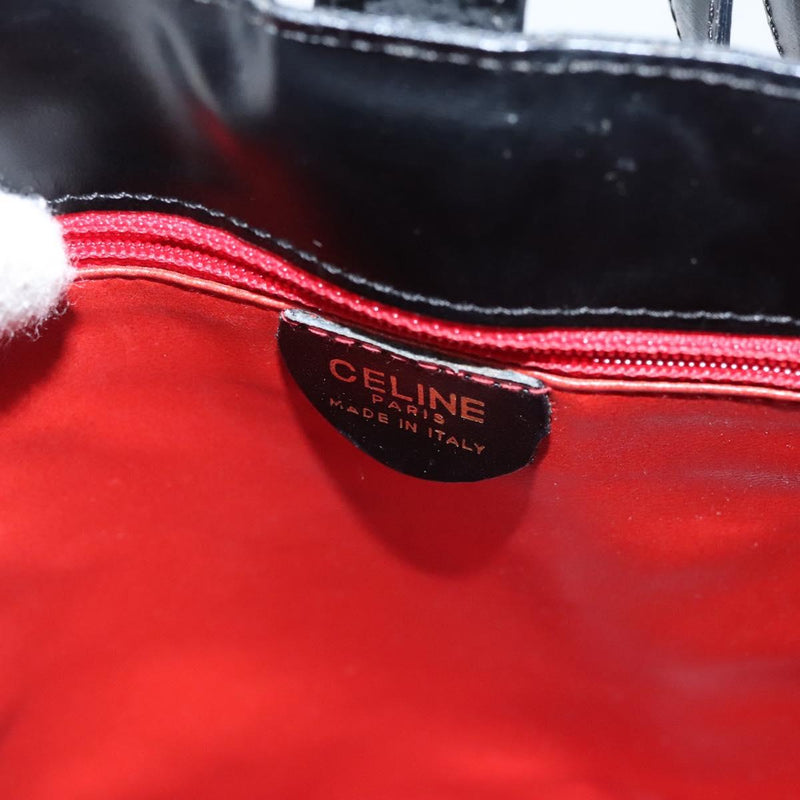 CELINE Shoulder Bag Canvas Black Gold Auth 121554