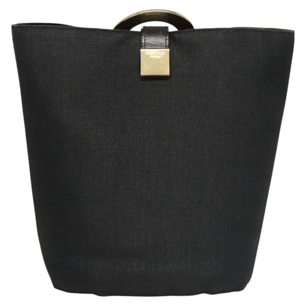 CELINE Shoulder Bag Canvas Black Gold Auth 121554