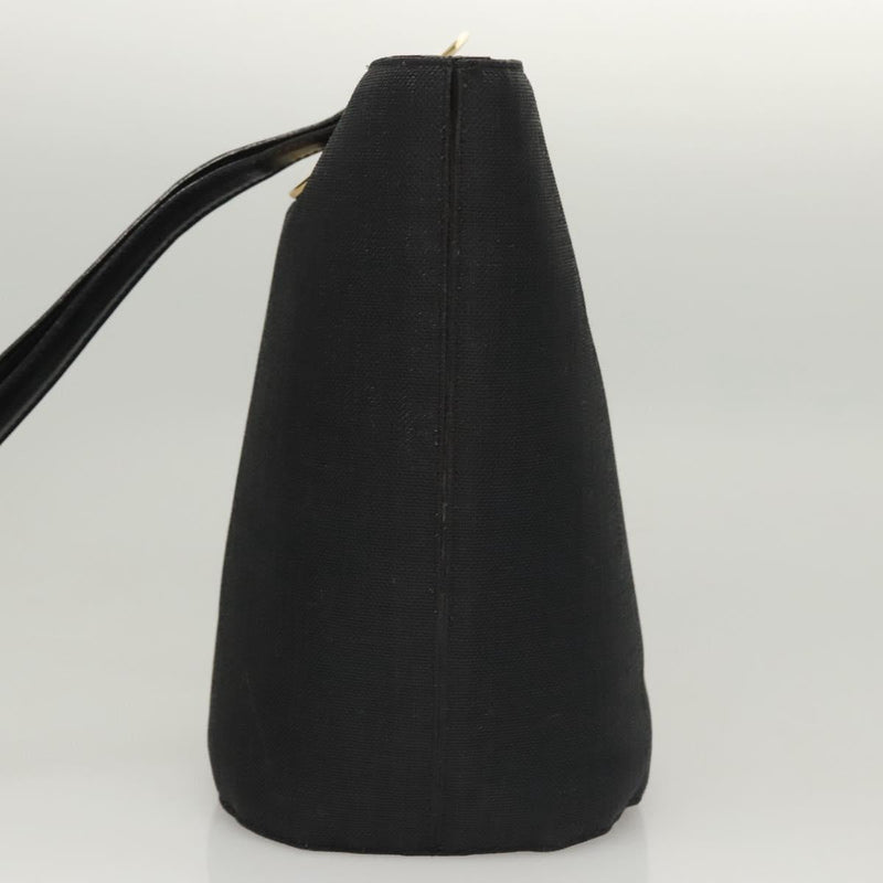 CELINE Shoulder Bag Canvas Black Gold Auth 121554