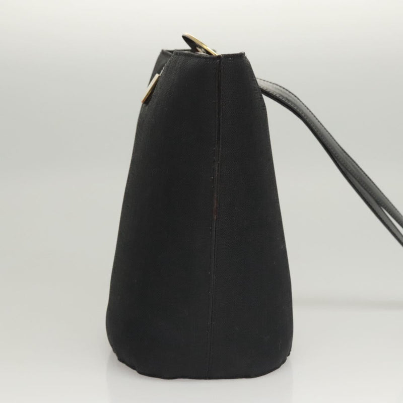 CELINE Shoulder Bag Canvas Black Gold Auth 121554