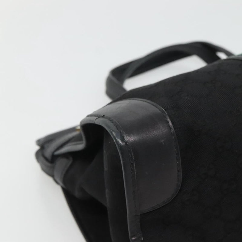 GUCCI GG Canvas Web Sherry Line Hand Bag Black Red Green Auth 121560