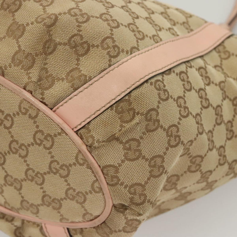 GUCCI GG Canvas Tote Bag Beige Gold 211982 Auth 121607