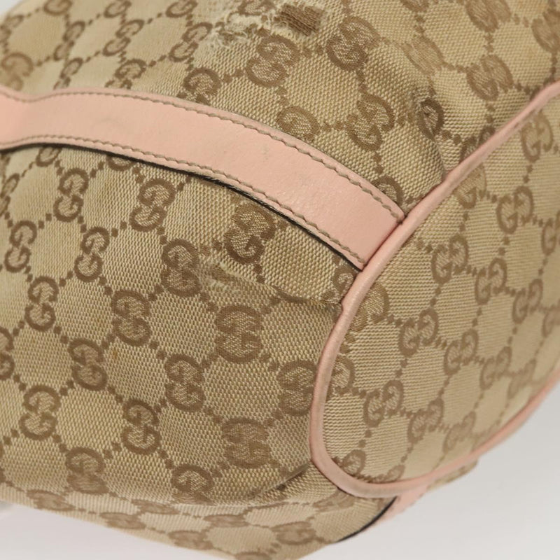 GUCCI GG Canvas Tote Bag Beige Gold 211982 Auth 121607