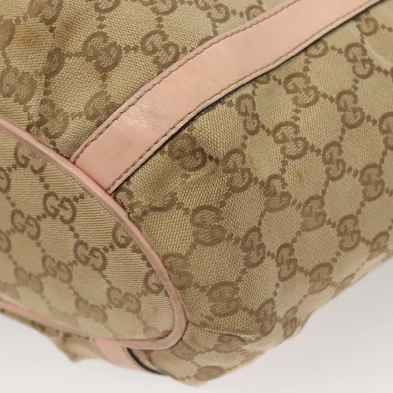 GUCCI GG Canvas Tote Bag Beige Gold 211982 Auth 121607