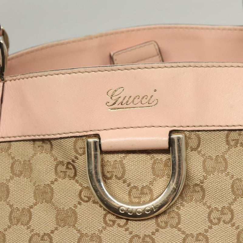 GUCCI GG Canvas Tote Bag Beige Gold 211982 Auth 121607