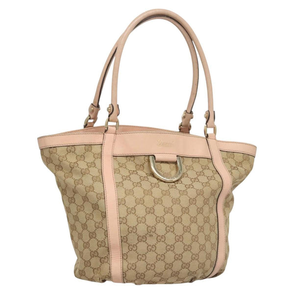 GUCCI GG Canvas Tote Bag Beige Gold 211982 Auth 121607