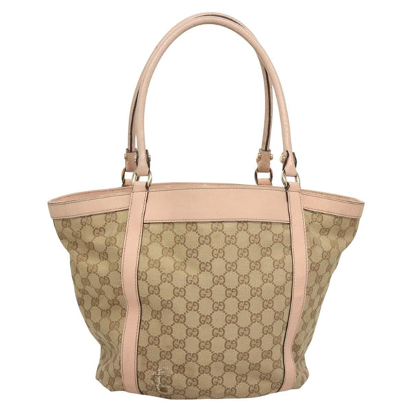 GUCCI GG Canvas Tote Bag Beige Gold 211982 Auth 121607