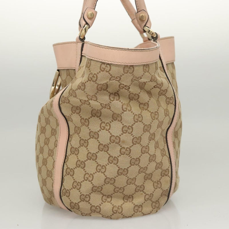 GUCCI GG Canvas Tote Bag Beige Gold 211982 Auth 121607