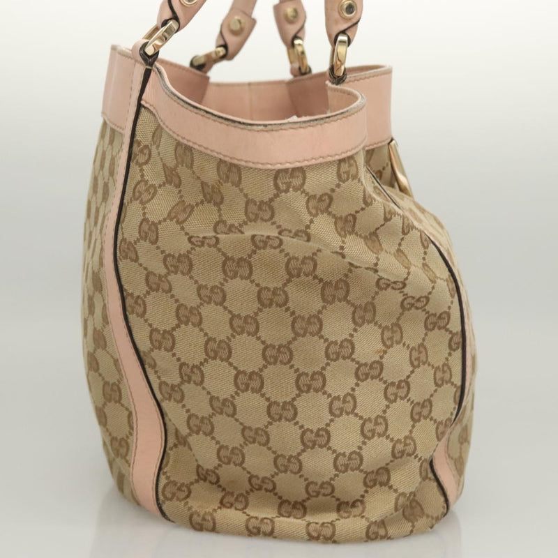 GUCCI GG Canvas Tote Bag Beige Gold 211982 Auth 121607