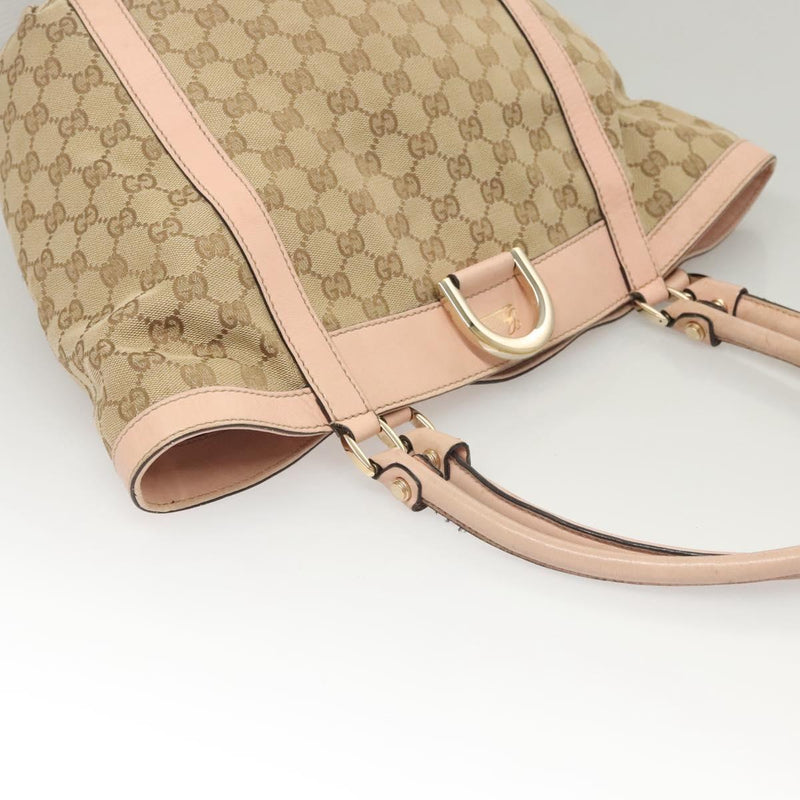GUCCI GG Canvas Tote Bag Beige Gold 211982 Auth 121607