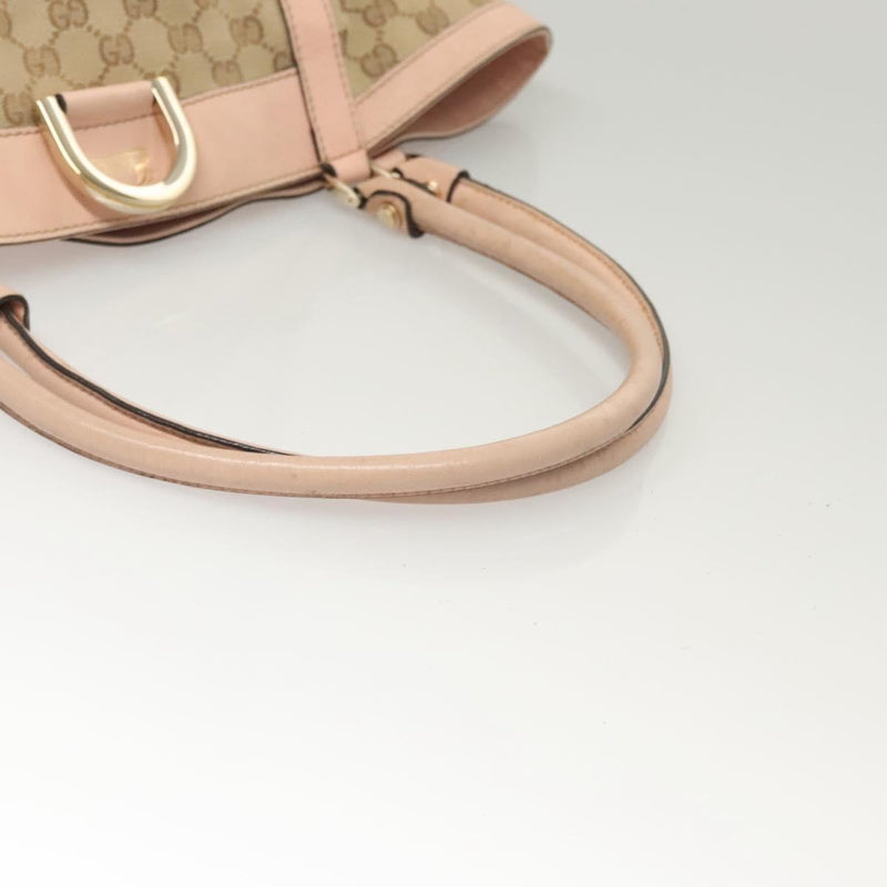 GUCCI GG Canvas Tote Bag Beige Gold 211982 Auth 121607