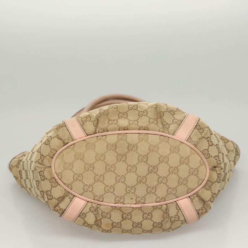 GUCCI GG Canvas Tote Bag Beige Gold 211982 Auth 121607