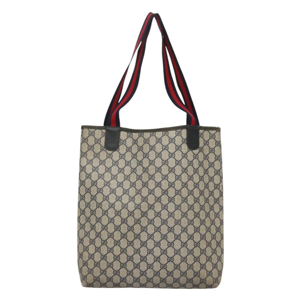 GUCCI GG Supreme Sherry Line Tote Bag PVC Beige Gold 39 02 003 Auth 121609