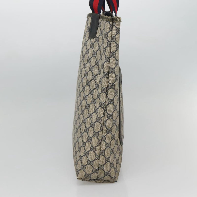GUCCI GG Supreme Sherry Line Tote Bag PVC Beige Gold 39 02 003 Auth 121609