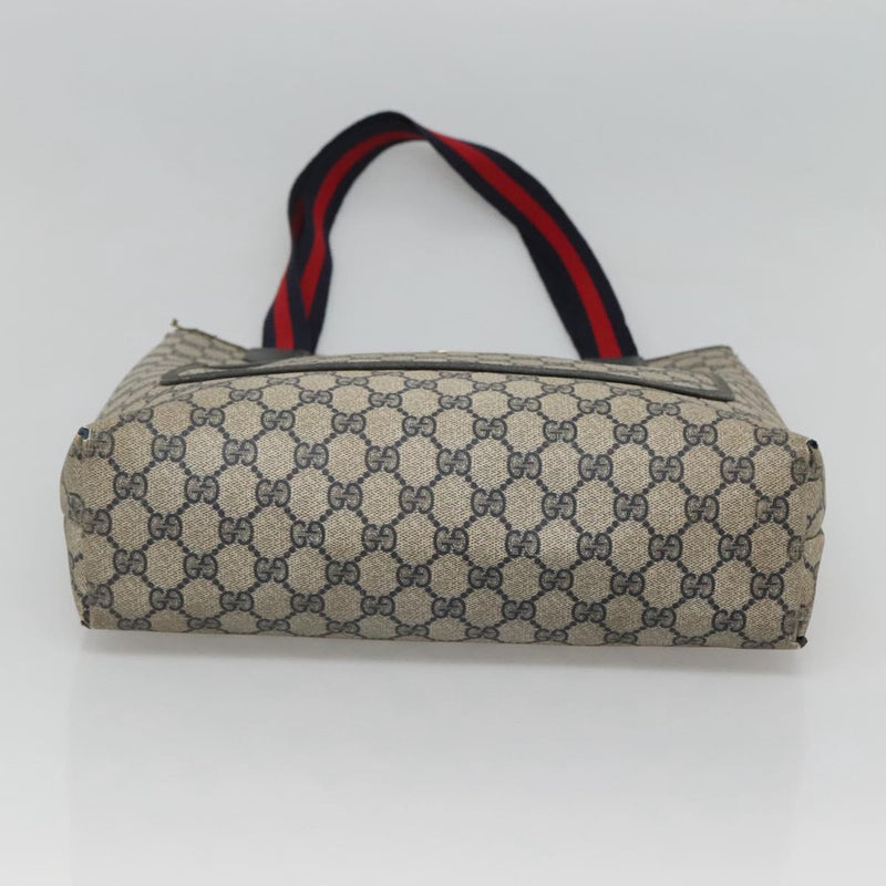GUCCI GG Supreme Sherry Line Tote Bag PVC Beige Gold 39 02 003 Auth 121609