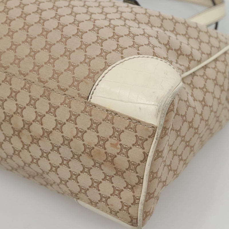 CELINE Macadam Canvas Tote Bag Beige Gold Auth 121650