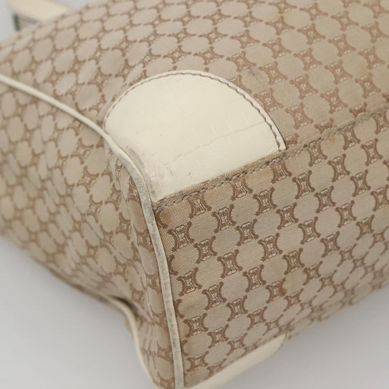 CELINE Macadam Canvas Tote Bag Beige Gold Auth 121650