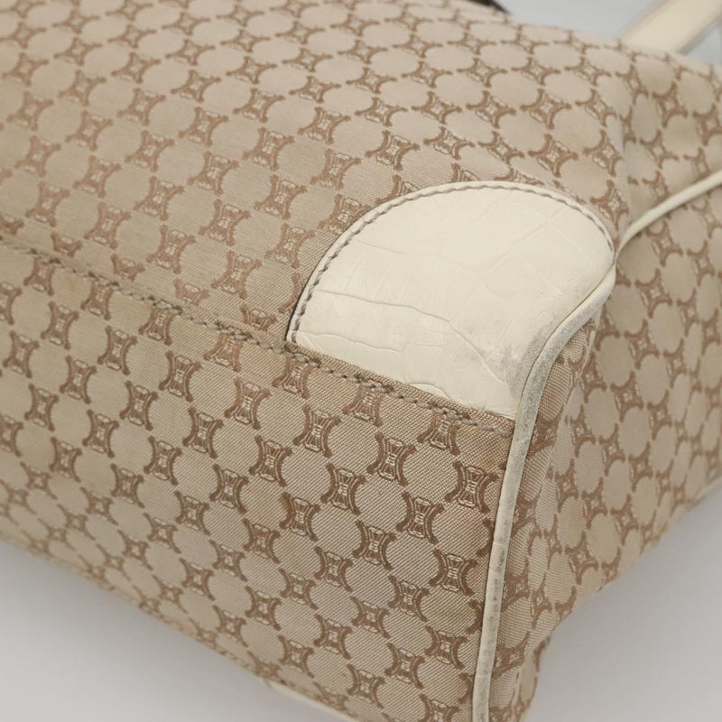 CELINE Macadam Canvas Tote Bag Beige Gold Auth 121650