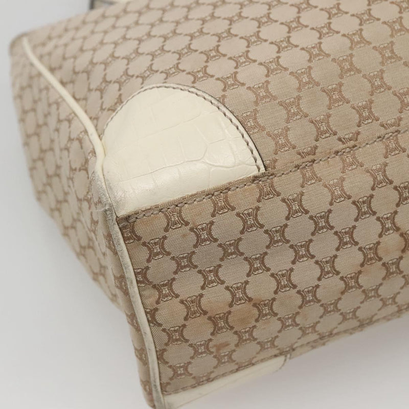 CELINE Macadam Canvas Tote Bag Beige Gold Auth 121650