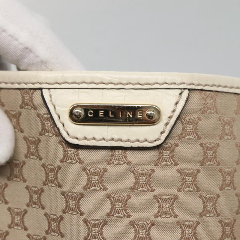 CELINE Macadam Canvas Tote Bag Beige Gold Auth 121650