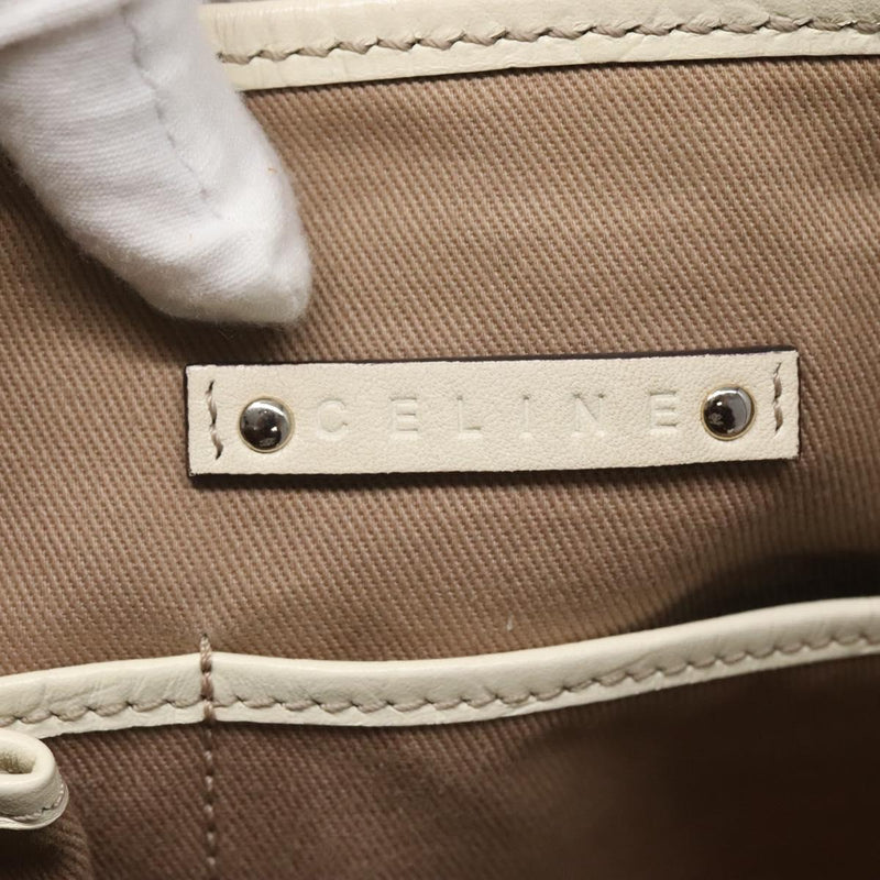 CELINE Macadam Canvas Tote Bag Beige Gold Auth 121650