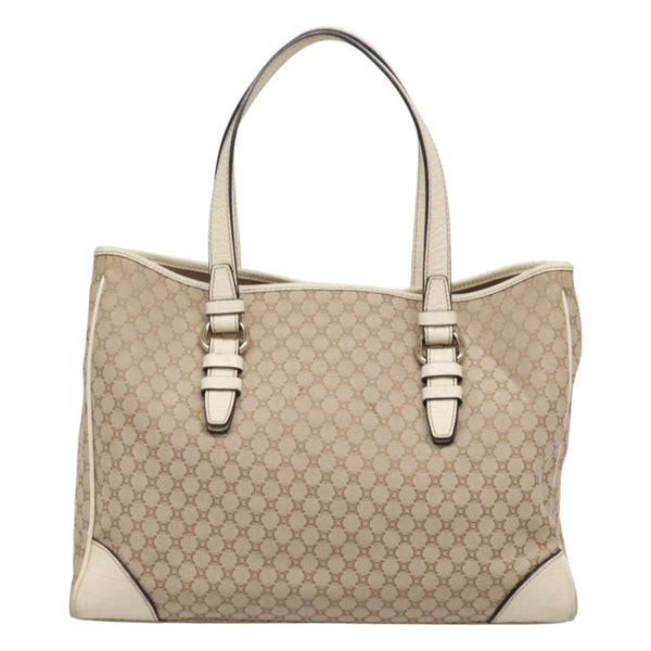 CELINE Macadam Canvas Tote Bag Beige Gold Auth 121650