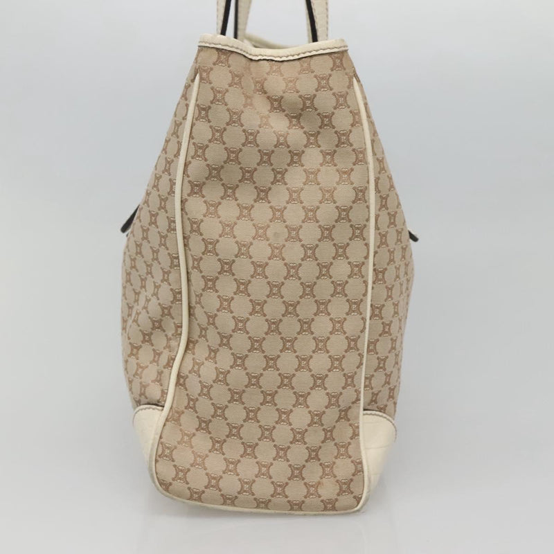 CELINE Macadam Canvas Tote Bag Beige Gold Auth 121650