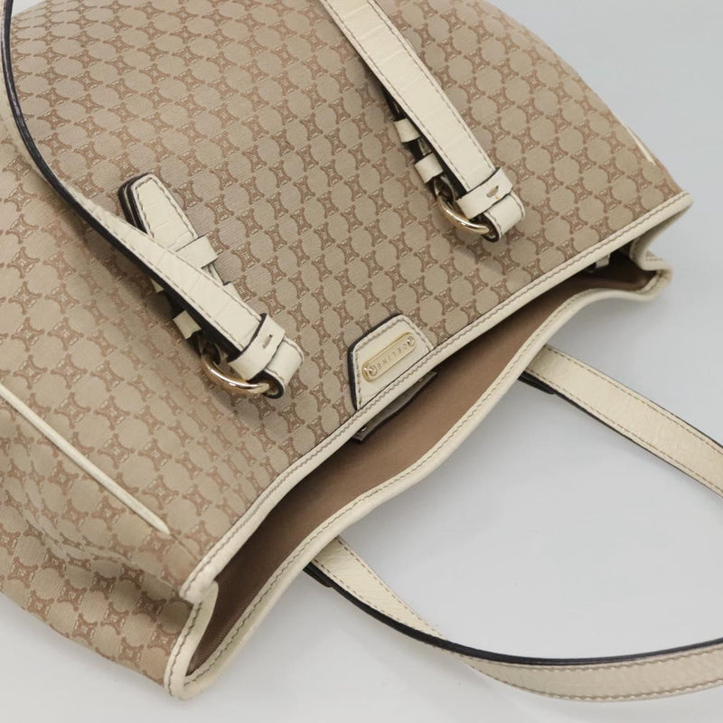 CELINE Macadam Canvas Tote Bag Beige Gold Auth 121650