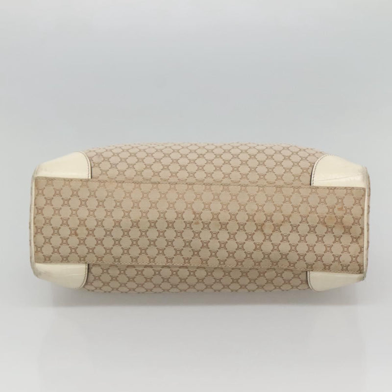 CELINE Macadam Canvas Tote Bag Beige Gold Auth 121650