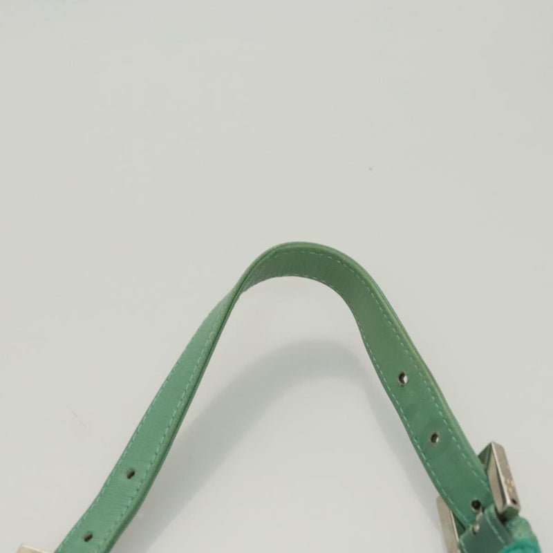 FENDI Shoulder Bag Nylon Green Silver Auth 121653