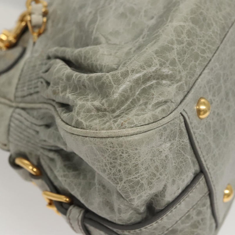 Miu Miu Hand Bag Leather 2way Gray Gold Auth 121656
