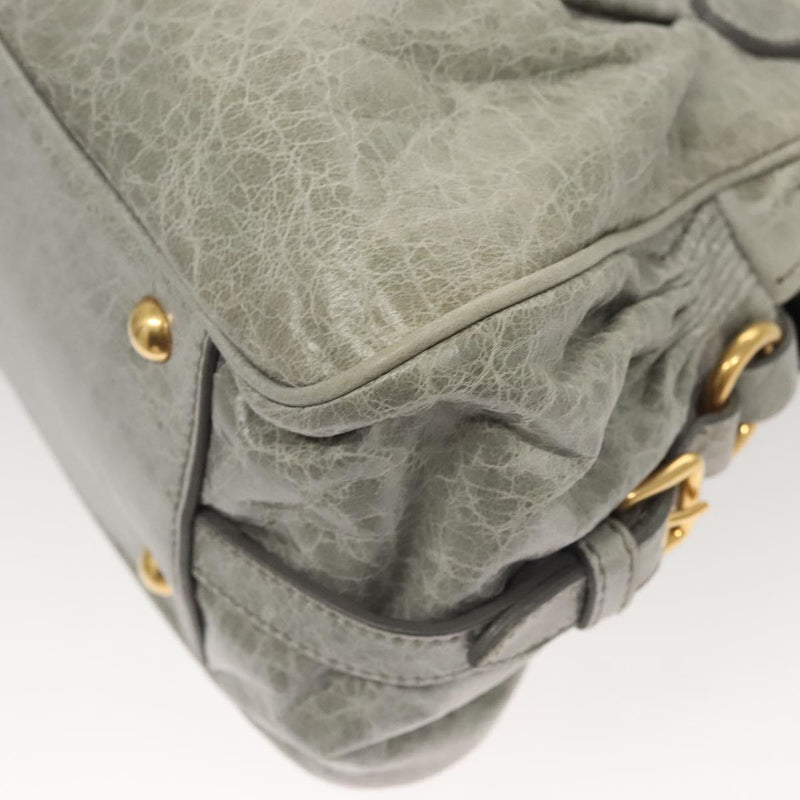 Miu Miu Hand Bag Leather 2way Gray Gold Auth 121656