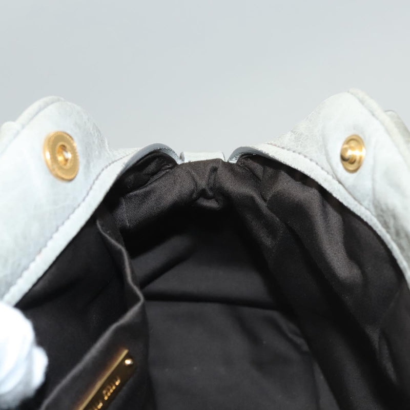 Miu Miu Hand Bag Leather 2way Gray Gold Auth 121656