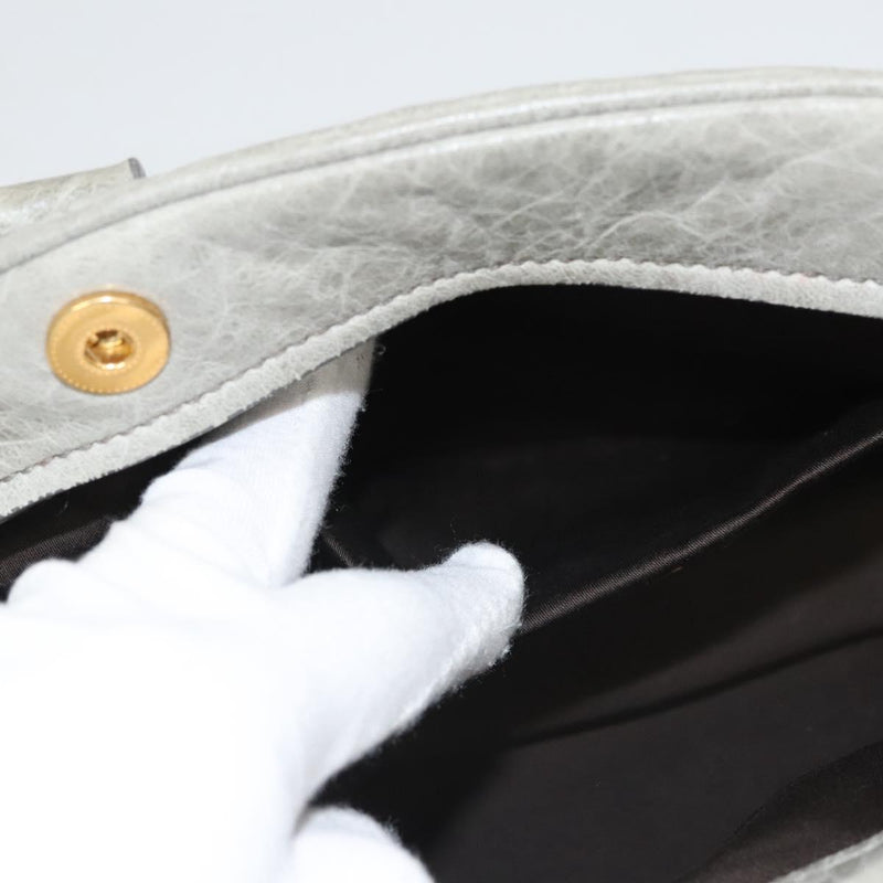 Miu Miu Hand Bag Leather 2way Gray Gold Auth 121656