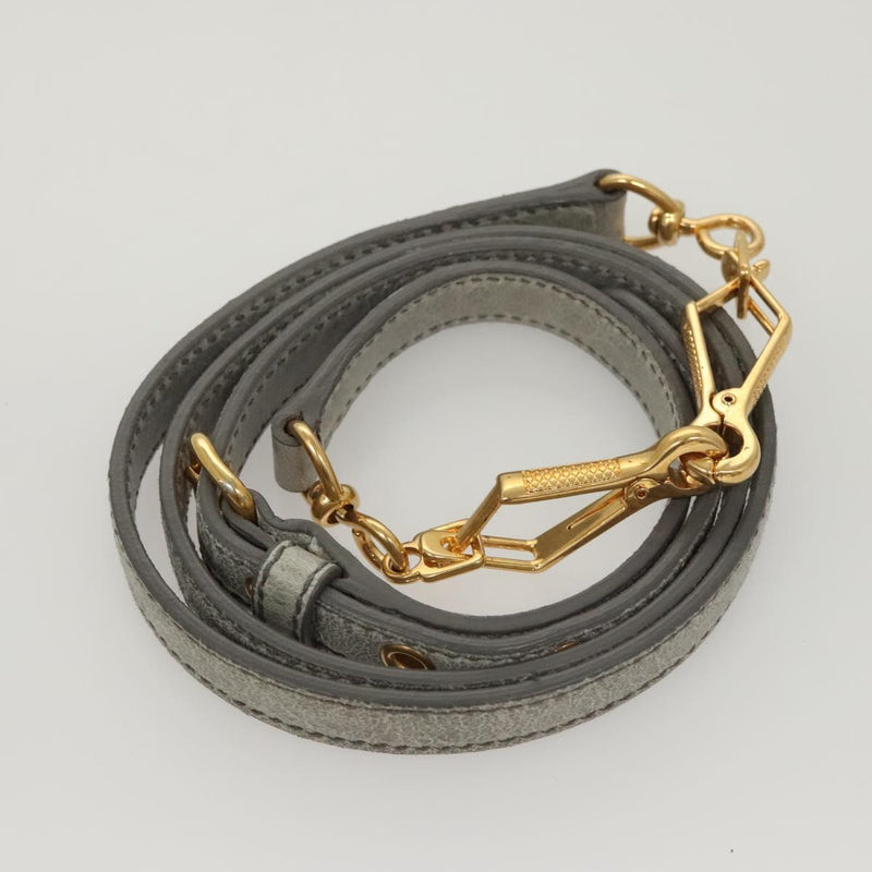 Miu Miu Hand Bag Leather 2way Gray Gold Auth 121656