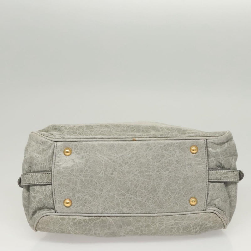 Miu Miu Hand Bag Leather 2way Gray Gold Auth 121656