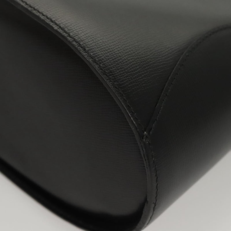 Christian Dior Shoulder Bag Leather Black Gold Auth 121658