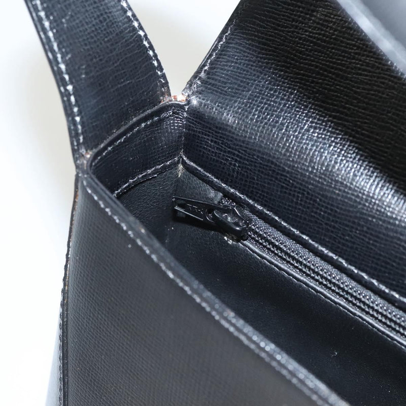 Christian Dior Shoulder Bag Leather Black Gold Auth 121658