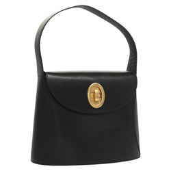 Christian Dior Shoulder Bag Leather Black Gold Auth 121658
