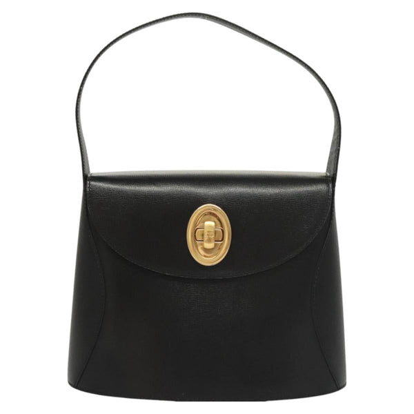 Christian Dior Shoulder Bag Leather Black Gold Auth 121658