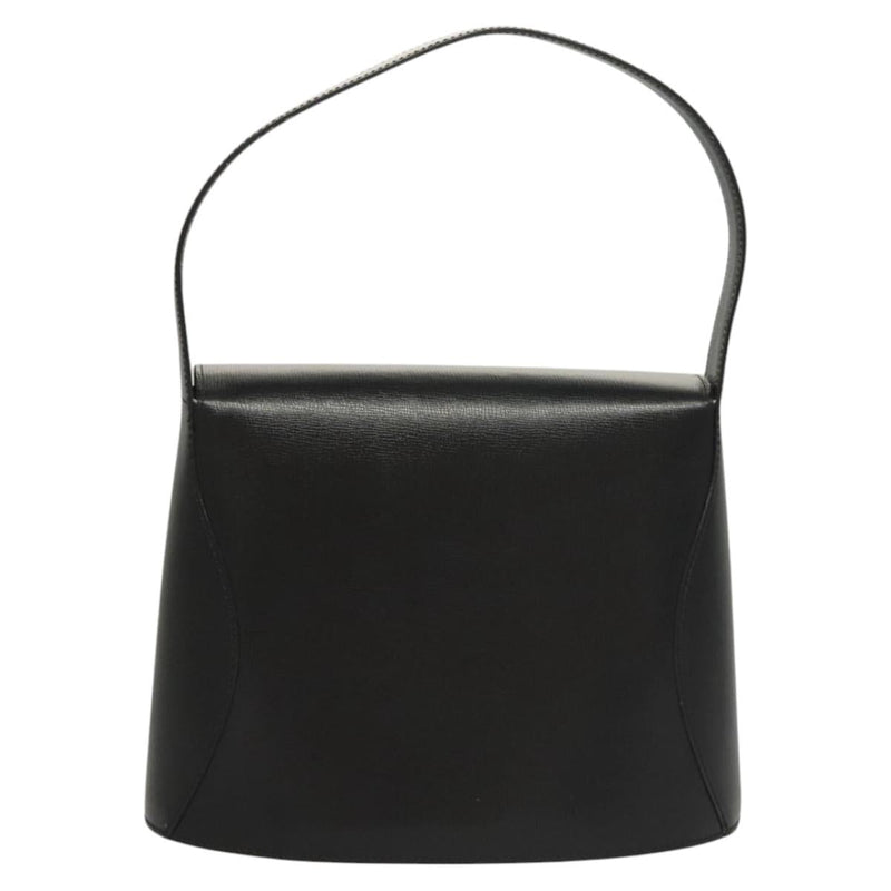 Christian Dior Shoulder Bag Leather Black Gold Auth 121658