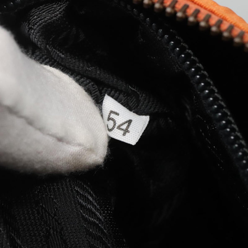 PRADA Chain Shoulder Bag Nylon Orange Gold Auth 121685