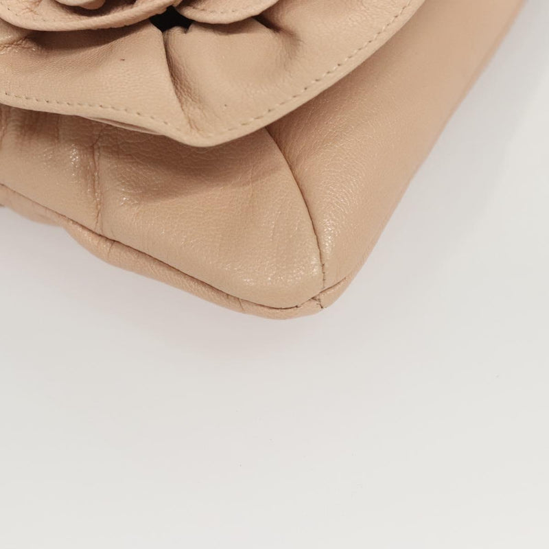 SAINT LAURENT Accessory Pouch Leather Beige Gold Auth 121746