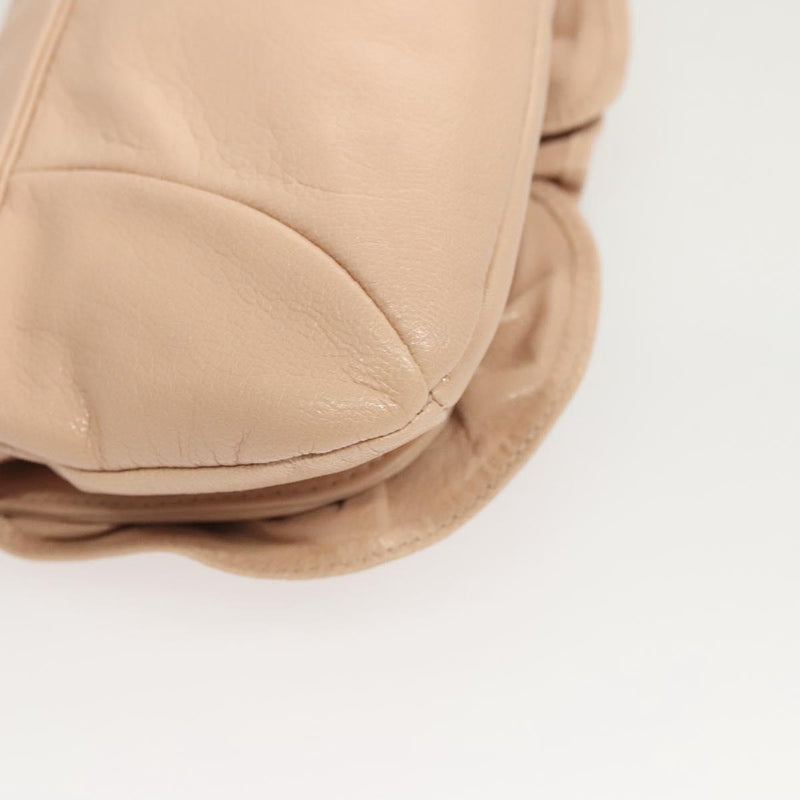 SAINT LAURENT Accessory Pouch Leather Beige Gold Auth 121746