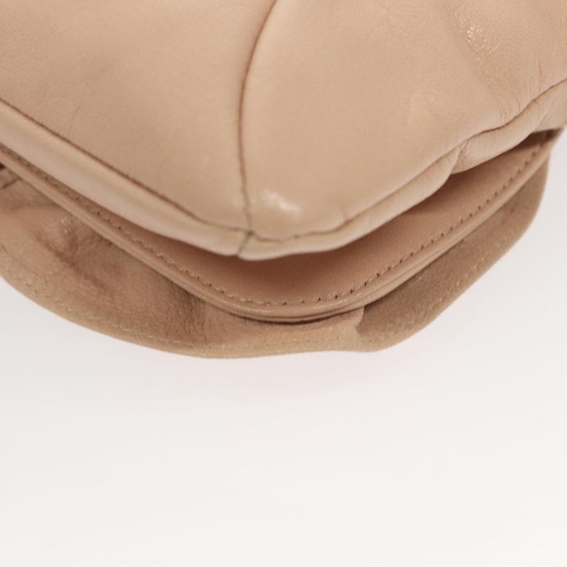SAINT LAURENT Accessory Pouch Leather Beige Gold Auth 121746